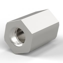 Entretoise hexagonale filetée femelle/femelle laiton nickelé M6 - 10 mm sur plats