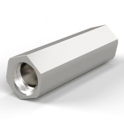 Entretoise hexagonale filetée femelle/femelle laiton nickelé M8 - 10 mm sur plats
