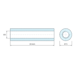 [decl 18mm] Entretoise ronde filetée femelle/femelle acier zingué M3 - Ø5 mm