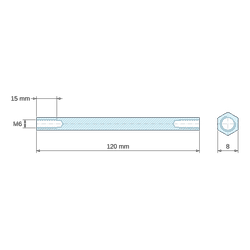 [decl 120mm] Entretoise hexagonale filetée femelle/femelle acier zingué M6 - 8 mm sur plats