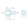 Dimensioned drawing 4.8 mm / 3.9 mm, Hexagonal male/female threaded spacer stainless steel UNC4-40 - 5 mm across flats