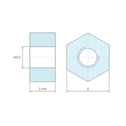 [decl 3mm] Entretoise hexagonale filetée femelle/femelle laiton nickelé M2.5 - 5 mm sur plats