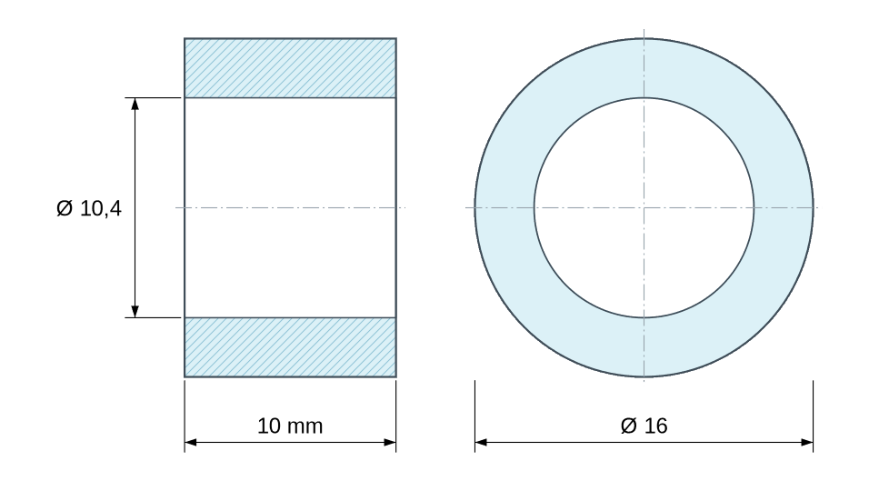 Entretoise lisse acier zingué Ø10,4x16mm pour vis M10