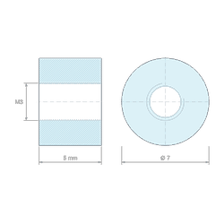 [decl 5mm] Entretoise ronde filetée femelle/femelle plastique polyamide renforcé brun M3 - Ø7 mm