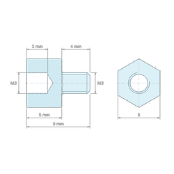 [decl 5mm / 4 mm] Entretoise hexagonale filetée mâle/femelle plastique polyamide PA6.6 M3 - 6 mm sur plats