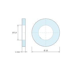 [decl 1mm] Entretoise lisse laiton nickelé Ø5,4x10mm pour vis M5