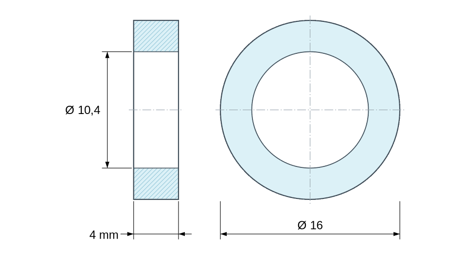Entretoise lisse acier zingué Ø10,4x16mm pour vis M10