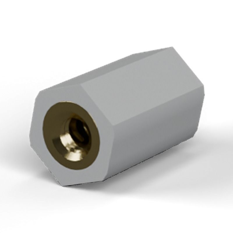 Female/female spacer M2.5 Plastic PA6, brass insert