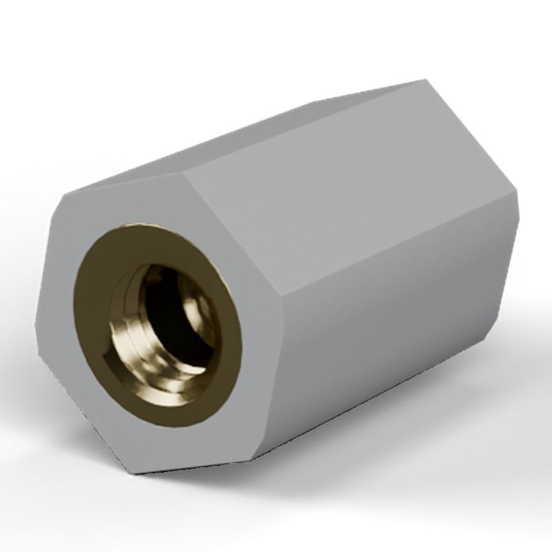 Female/female spacer M5 Plastic PA6.6, brass insert