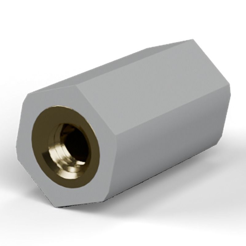 Female/female spacer M4 Plastic PA6.6, brass insert