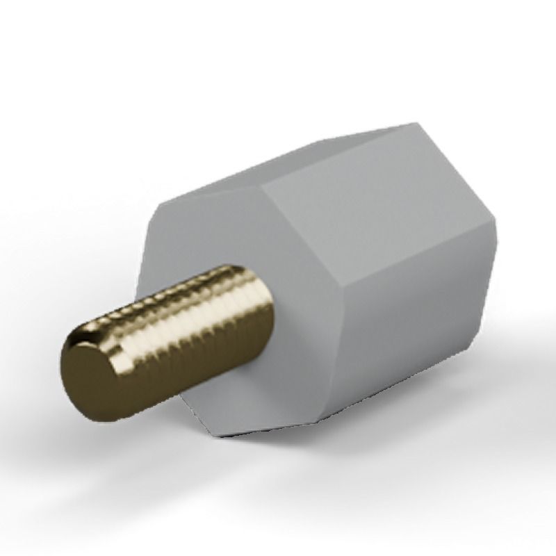 Male/female spacer M2.5 Plastic PA6, brass insert