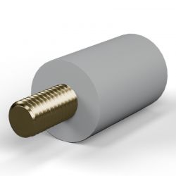 Entretoise isolante ronde filetée mâle/femelle plastique PA6.6 insert laiton M8 - Ø19 mm