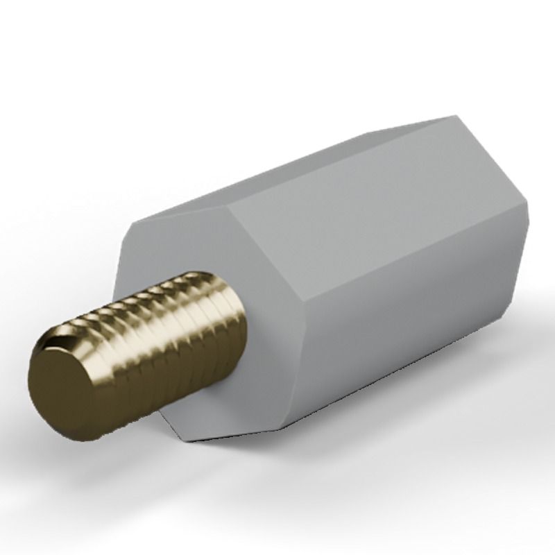 Male/female spacer M4 Plastic PA6.6, brass insert