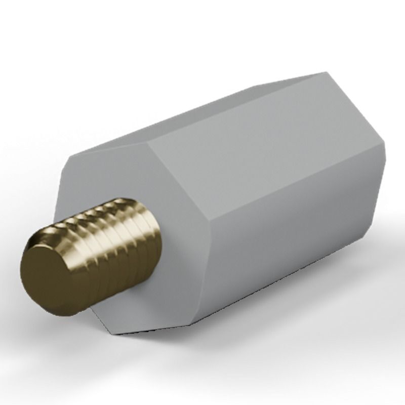 Male/female spacer M4 Plastic PA6.6, brass insert
