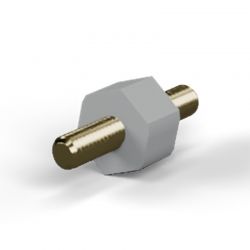 Entretoise isolante hexagonale filetée mâle/mâle plastique PA6 insert laiton M2,5 - 6 mm sur plats
