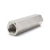 Hexagonal female/female threaded spacer leaded nickel-plated brass M8 / M4 - 10 mm across flats