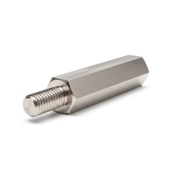 Hexagonal male/female threaded spacer lead-free nickel-plated brass M3 - 5 mm across flats