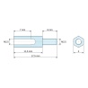 Dimensioned drawing 11.5 mm / 6 mm, Hexagonal male/female threaded spacer lead-free nickel-plated brass M2.5 - 4 mm across flats