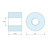 Dimensioned drawing 5 mm, Round female/female threaded spacer plastic glass-fibre reinforced PA6 polyamide UL94-V2 M3 - Ø7 mm