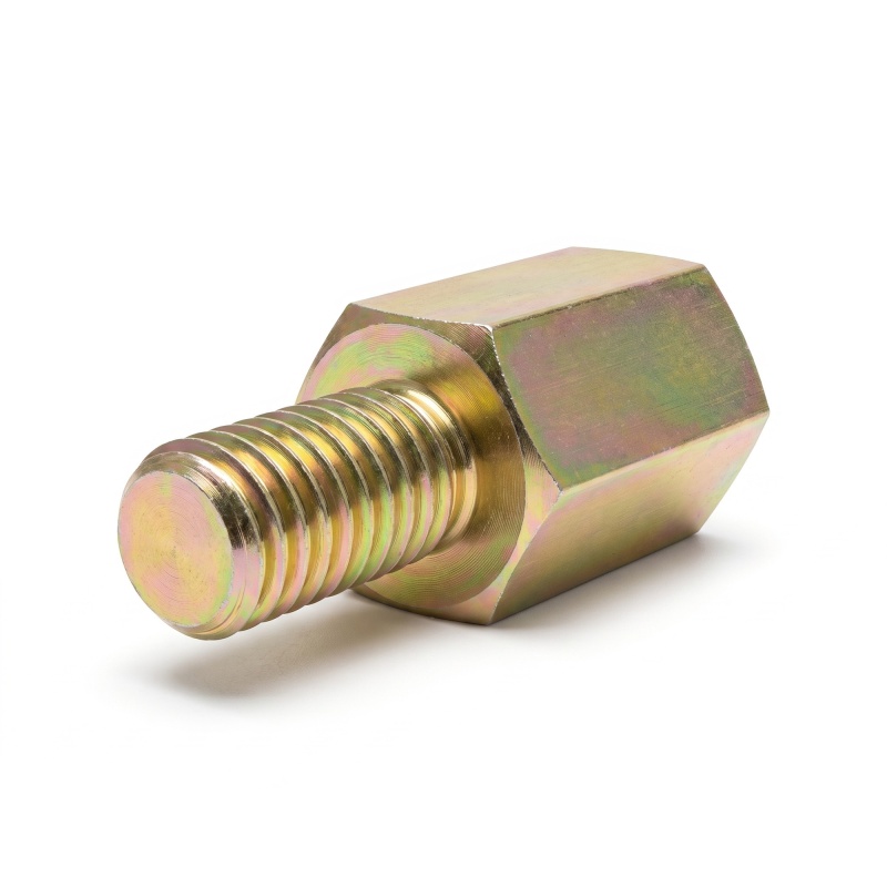Hexagonal male/female threaded spacer lead-free yellow zinc-plated steel UNC4-40 / M3 - 5 mm across flats