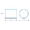 Dimensioned drawing 15 mm, Round leaded nickel-plated brass spacer Ø10.2x13mm for M10 screw
