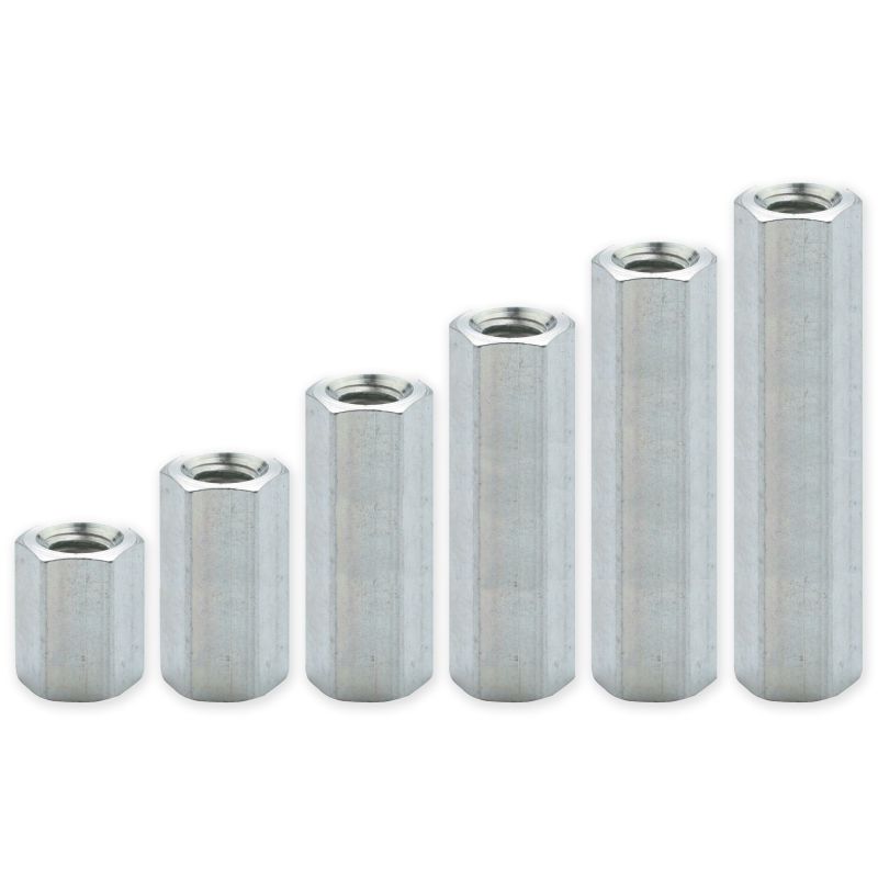 Threaded hexagonal spacer female/female lead-free zinc-plated steel M6