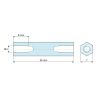 Dimensioned drawing 35 mm, Threaded hexagonal spacer female/female lead-free zinc-plated steel M4