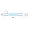 Dimensioned drawing 50 mm, Threaded hexagonal spacer female/female lead-free zinc-plated steel M5