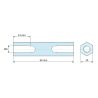 Dimensioned drawing 50 mm, Threaded hexagonal spacer female/female lead-free zinc-plated steel M6