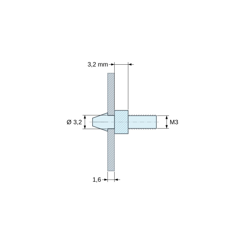 Snap-in PCB support M3 Plastic PA6.6