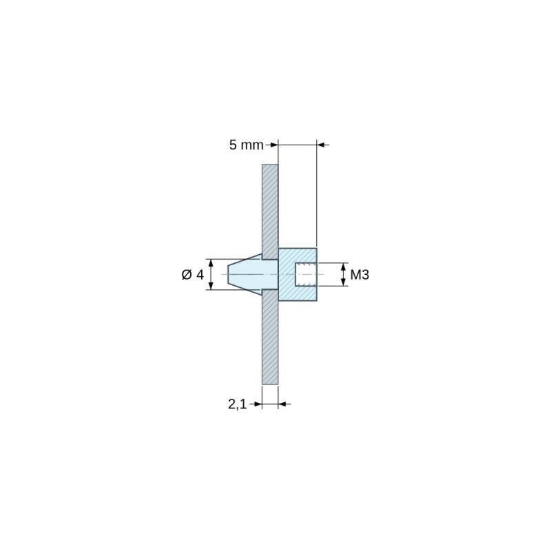 Snap-in PCB support M3 Plastic PA6.6