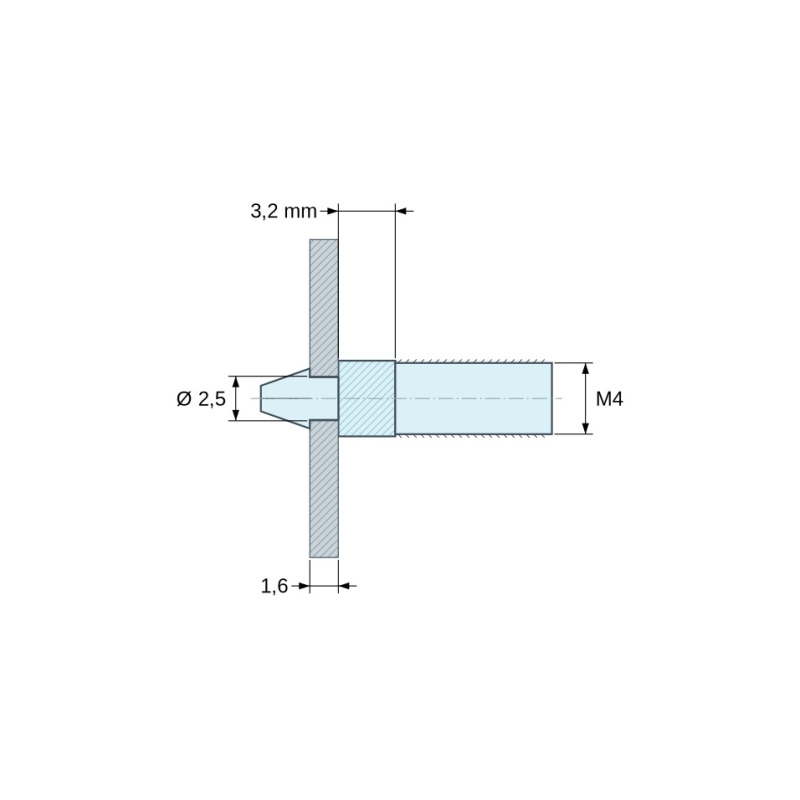 Snap-in PCB support M4 Plastic PA6.6