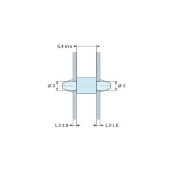Double-snap PCB support, PA6.6 black, UL94-V2, PCB hole Ø3 mm, PCB thickness 1.2–1.8 mm