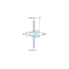 Dimensioned drawing 5 mm, Snap-in PCB support, M3 internal thread, black PA6.6 polyamide UL94-HB, PCB hole Ø4 mm, PCB 1.6 mm