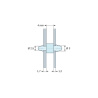 Dimensioned drawing 4 mm, Double-snap PCB support, PA6.6 polyamide, black, UL94-HB, PCB Ø2.5/1.7 mm / CH Ø3/1.2 mm