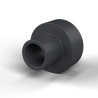 Insulating flanged bushing Ø5,2x12mm, high shoulder Ø6,9mm, black glass-fiber-reinforced PA6.6 polyamide UL94-HB
