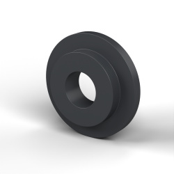 Insulating flanged bushing Ø8,5x25mm, high shoulder Ø17,5mm, black glass-fiber-reinforced PA6.6 polyamide UL94-HB