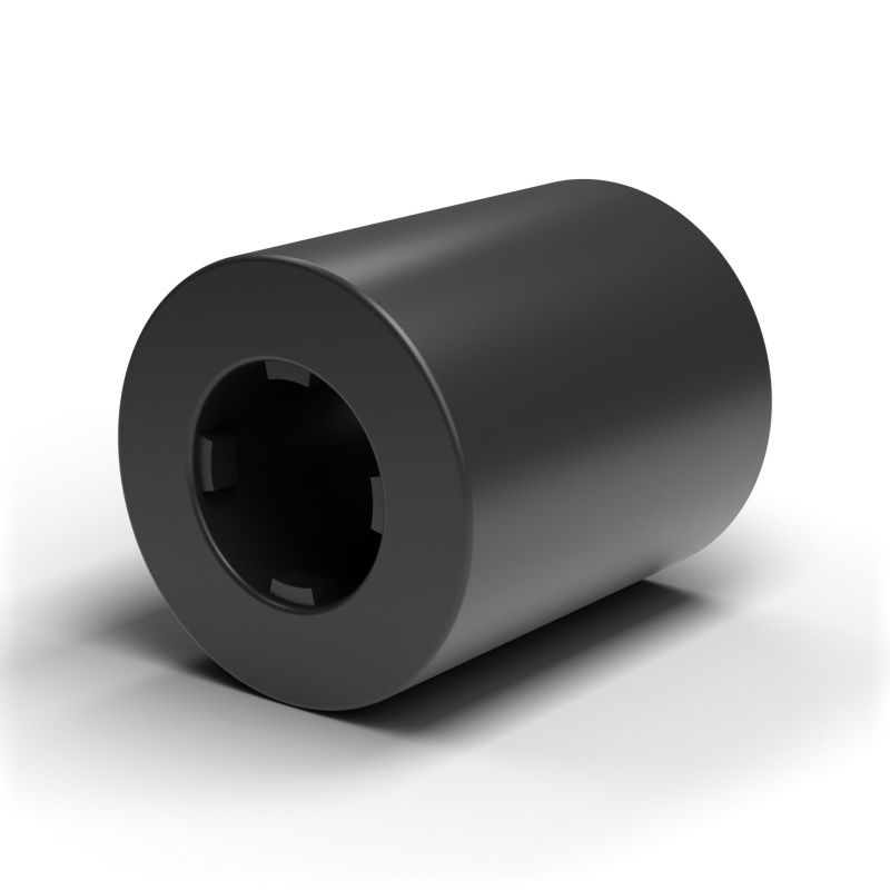 Self-retaining smooth spacer, black PA6.6, UL94-V2, Ø2.7 × 5 mm, for M2.5 screw