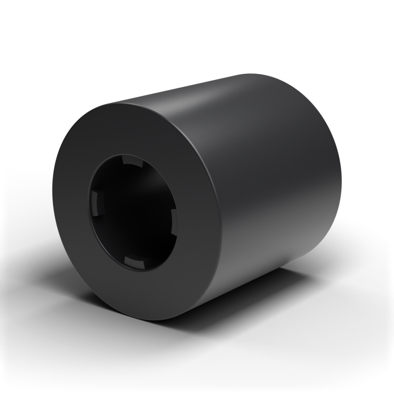 Self-retaining smooth spacer, black PA6.6, UL94-HB, Ø4.2 × 8 mm, for M4 screw