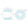 Dimensioned drawing 4,7 mm, Self-retaining smooth spacer, natural PA6.6, UL94-V2, Ø4 × 6.4 mm, for M3.5 screw