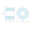 Чертеж с размери 6 mm, Гладка дистанционна втулка от естествен полистирен Ø3,5x8mm за винт M3