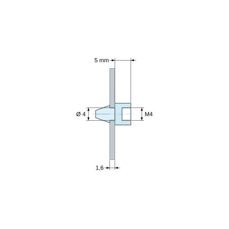 Zacvakávací držák desky plošných spojů M4 Polyamid PA6.6