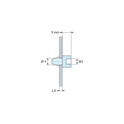Zacvakávací držák desky plošných spojů s vnitřním závitem M3, černý polyamid PA6.6 UL94-HB, otvor Ø4 mm, deska 1,8 mm