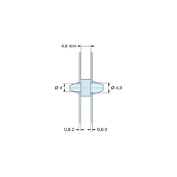 Oboustranně zacvakávací podpěra DPS, Polyamid PA6.6, přírodní, UL94-V2, PCB Ø4/0,8–2 mm / CH Ø4,8/0,8–2 mm