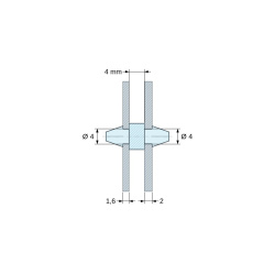 Oboustranně zacvakávací podpěra DPS, Polyamid PA6.6, černý, UL94-HB, PCB Ø4/1,6 mm / CH Ø4/2 mm