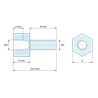 Σχέδιο με διαστάσεις 5 mm / 8 mm, Εξαγωνικός αποστάτης με αρσενικό/θηλυκό σπείρωμα από επινικελωμένο ορείχαλκο με μόλυβδο M3 - κλειδί 6 mm