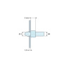 Σχέδιο με διαστάσεις 5 mm, Κουμπωτό στήριγμα πλακέτας με σπείρωμα M4, μαύρο πολυαμίδιο PA6.6 UL94-HB, οπή Ø4 mm, πλακέτα 1,8 mm