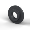Μονωτικός δακτύλιος με φλάντζα Ø6,4x16mm, χαμηλός ώμος Ø10mm, μαύρο πολυαμίδιο PA6.6 ενισχυμένο με υαλονήματα