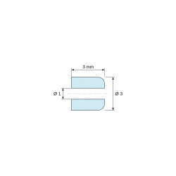 Mittapiirros 3 mm, Entretoise lisse céramique C221 Ø1x3mm, une extrémité arrondie