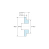 Mittapiirros 5,5 mm, Eristysholkki laipalla Ø8,5x25mm, korkea olake Ø17,5mm, musta lasikuituvahvistettu PA6.6-polyamidi UL94-HB